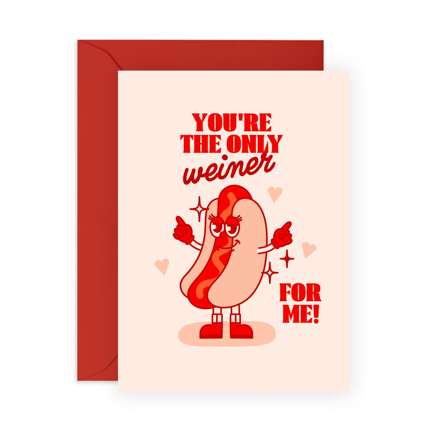 Wedding Anniversary Card For Husband Wife - You're The Only Weiner For Me - Romantic Anniversary Card For Him - Valentines Card For Girlfriend Boyfriend Partner - Comes With Fun Stickers By Central 23