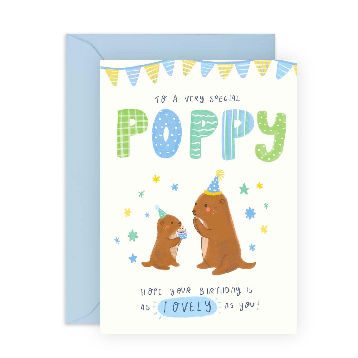 Grandad Birthday Cards - To A Very Special Poppy - Otter Greeting Cards For Men - Birthday Card For Him Grandpa Grandfather - Gifts From Grandson Granddaughter - Comes With Stickers - By Central 23