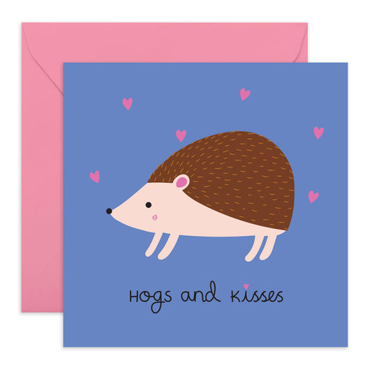 Valentines Card For Boyfriend Girlfriend Couples - Hogs And Kisses - Birthday Card For Adult Men Women - Anniversary Card For Him - For Husband Wife - Comes With Stickers By Central 23