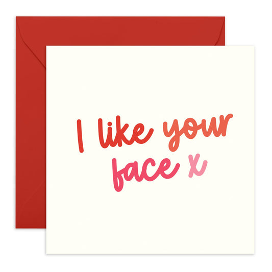 Love Cards For Him Her - I Like Your Face - Valentines Day Card Girlfriend Boyfriend - Anniversary Card Couple Fiance - Husband Wife Greeting Cards - Comes With Stickers By Central 23