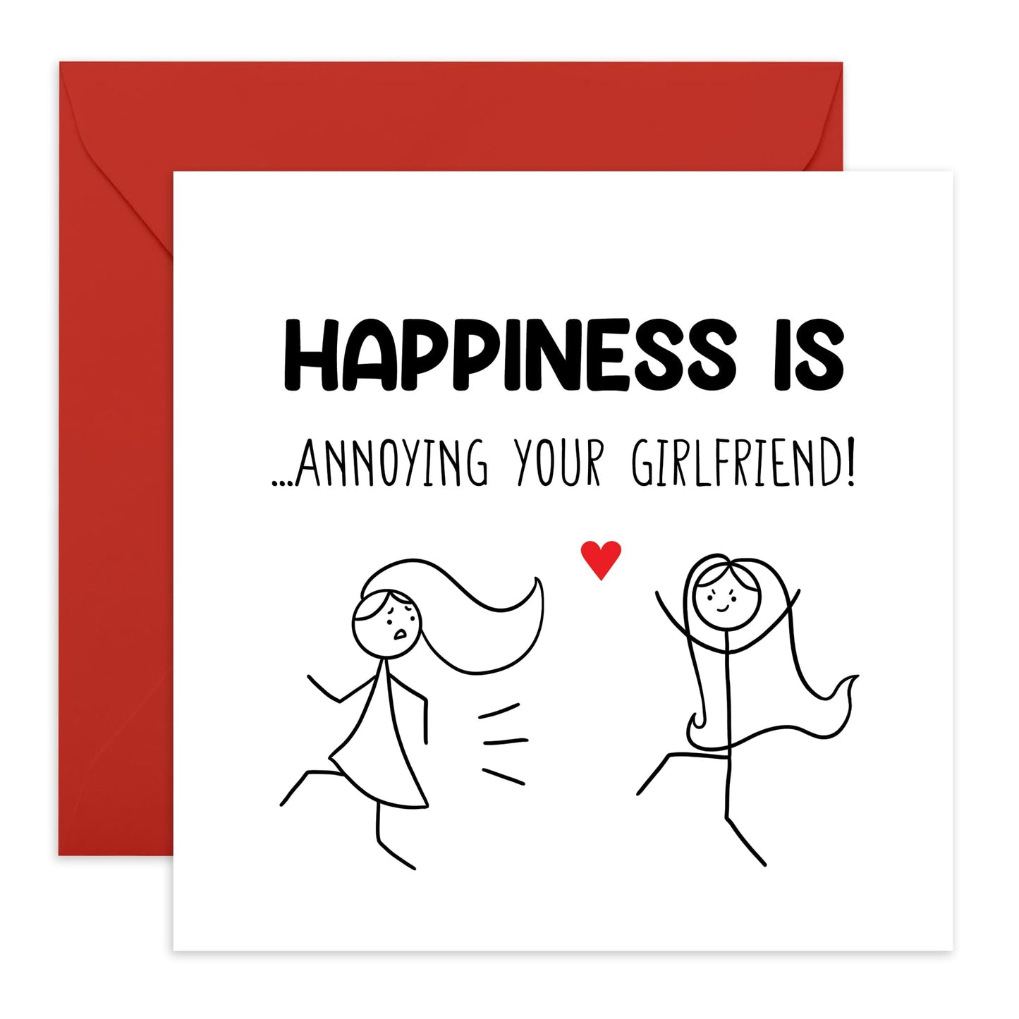Greeting Card - 'HAPPINESS IS ANNOYING GIRLFRIEND - Perfect for Celebrating Loving Playful Relationship - Ideal for Adding a Touch of Humor & Joy to Her Special Day - Comes With Stickers By Central 23