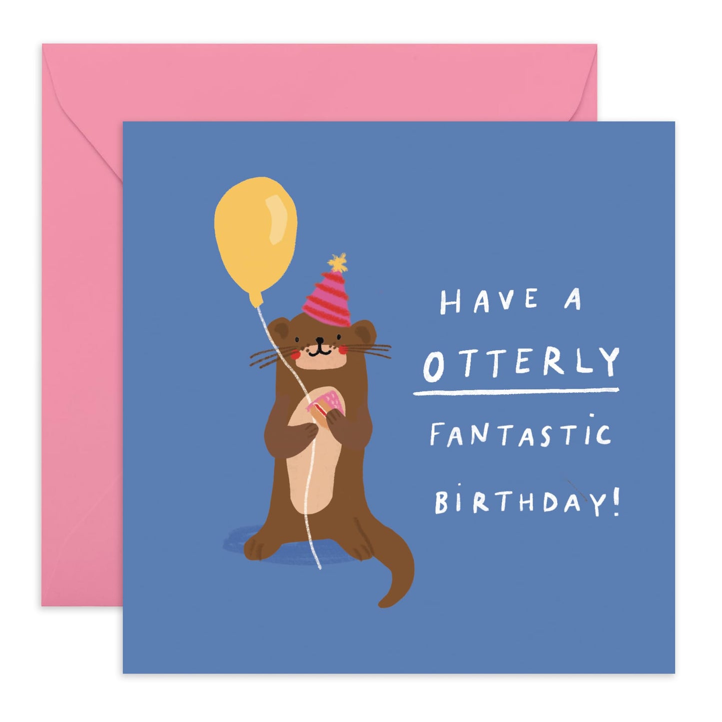Adorable Message Birthday Card - 'Otterly Fantastic Birthday' - Gifts for Best Friends, BFF, Bruv, Mate, Brother, Cousin, Co-worker, Colleagues, Him - Balloon - Comes with Fun Stickers