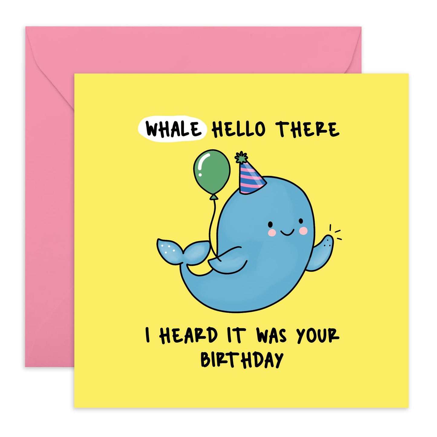 Whimsical Birthday Card - 'WHALE HELLO BIRTHDAY' - Perfect for Adding a Fun and Playful Touch to Birthday Celebrations - Ideal for Him Her Friends Family Colleagues - Comes With Stickers By Central 23