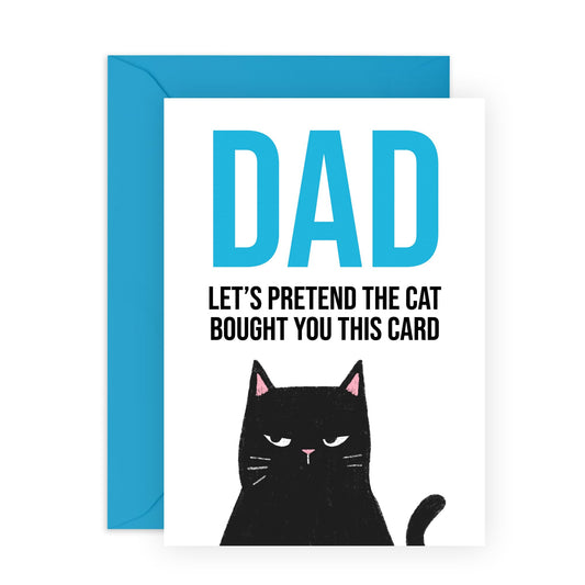 Funny Birthday Cards For Men - Pretend The Cat Bought This Dad - Dad Birthday Cards From Daughter - Cat Lady Fur Mum And Dad - Cheeky Gifts For Parents Jokes Humour - Comes With Stickers By Central 23