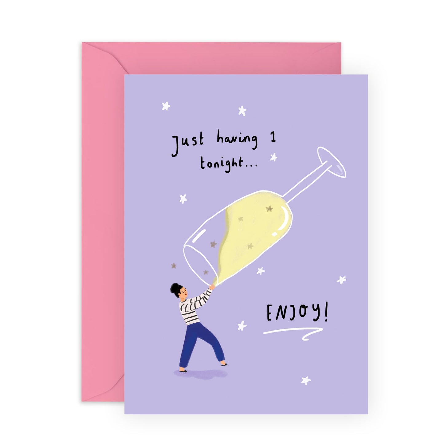 Fun Greeting Card - '1 TONIGHT BIG GLASS' - Ideal for Celebrating Special Occasions with a Lighthearted Touch - Perfect for Parties or Any Event Requiring a Cheers - Comes with Stickers by Central 23