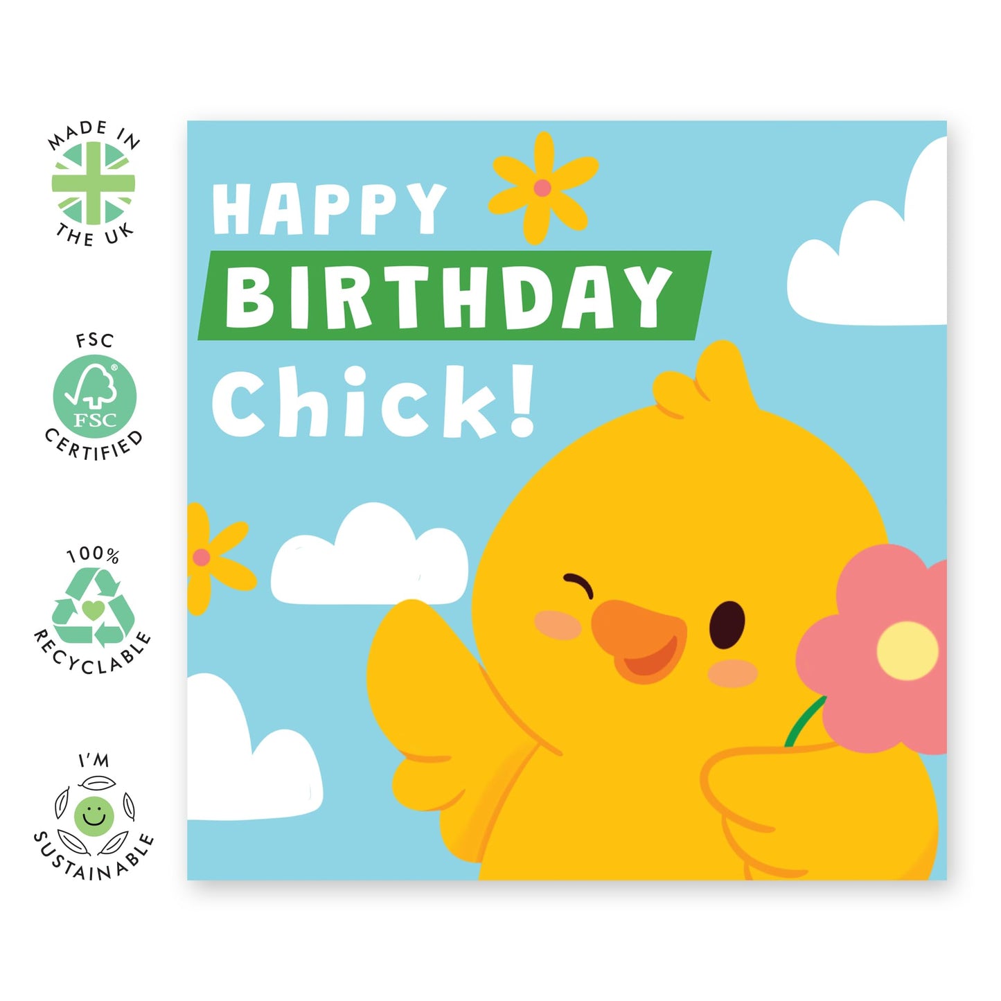 Birthday Card for Her - 'Birthday Chick' - Gifts for Women, Best Friend, Besties, Sister, BFF - Have A Good Day - Comes with Fun Stickers