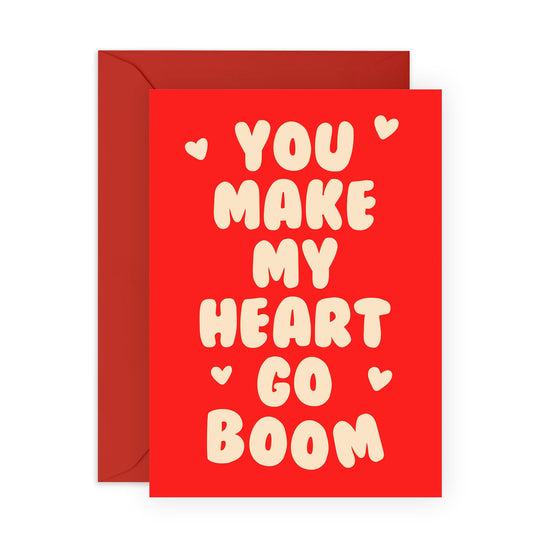 Love Cards For Her Him - You Make My Heart Go Boom - Valentines Day Cards For Husband Wife Boyfriend Girlfriend - Anniversary Cards For Couples - Cheesy Gifts - Comes With Stickers By Central 23