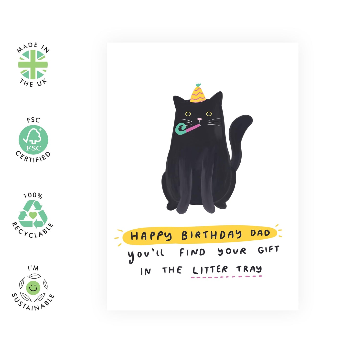 Cat Dad Card - Gift In Litter Tray Dad - Funny Birthday Day Card From Cats - Thank You Cards For Him - For Pet Owners Fur Parents - Cat Gifts For Men - Comes With Cute Stickers By Central 23