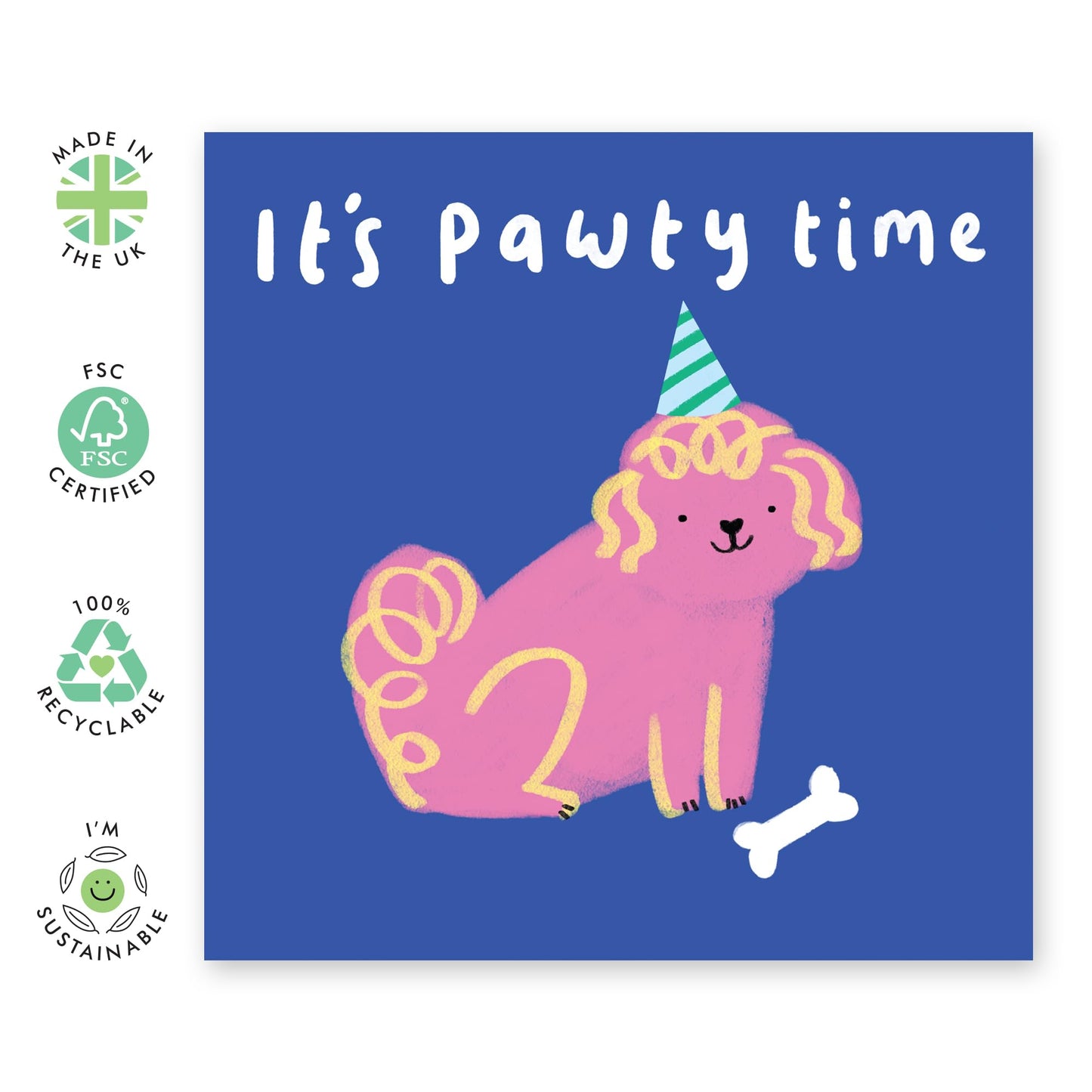 Birthday Card - 'PAWTY TIME' - Perfect for Celebrating with Your Furry Friends - Ideal for Dog Lovers, Friends, Family, or Anyone Who Enjoys a Fun Birthday Bash - Comes With Stickers By Central 23