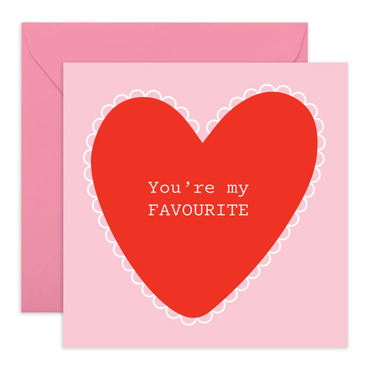 Greeting Card - 'YOU'RE MY FAVE HEART' - Perfect for Any Occasion with a Sweet and Heartfelt Design - Ideal for Expressing Affection and Love to Special Moments - Comes With Stickers By Central 23