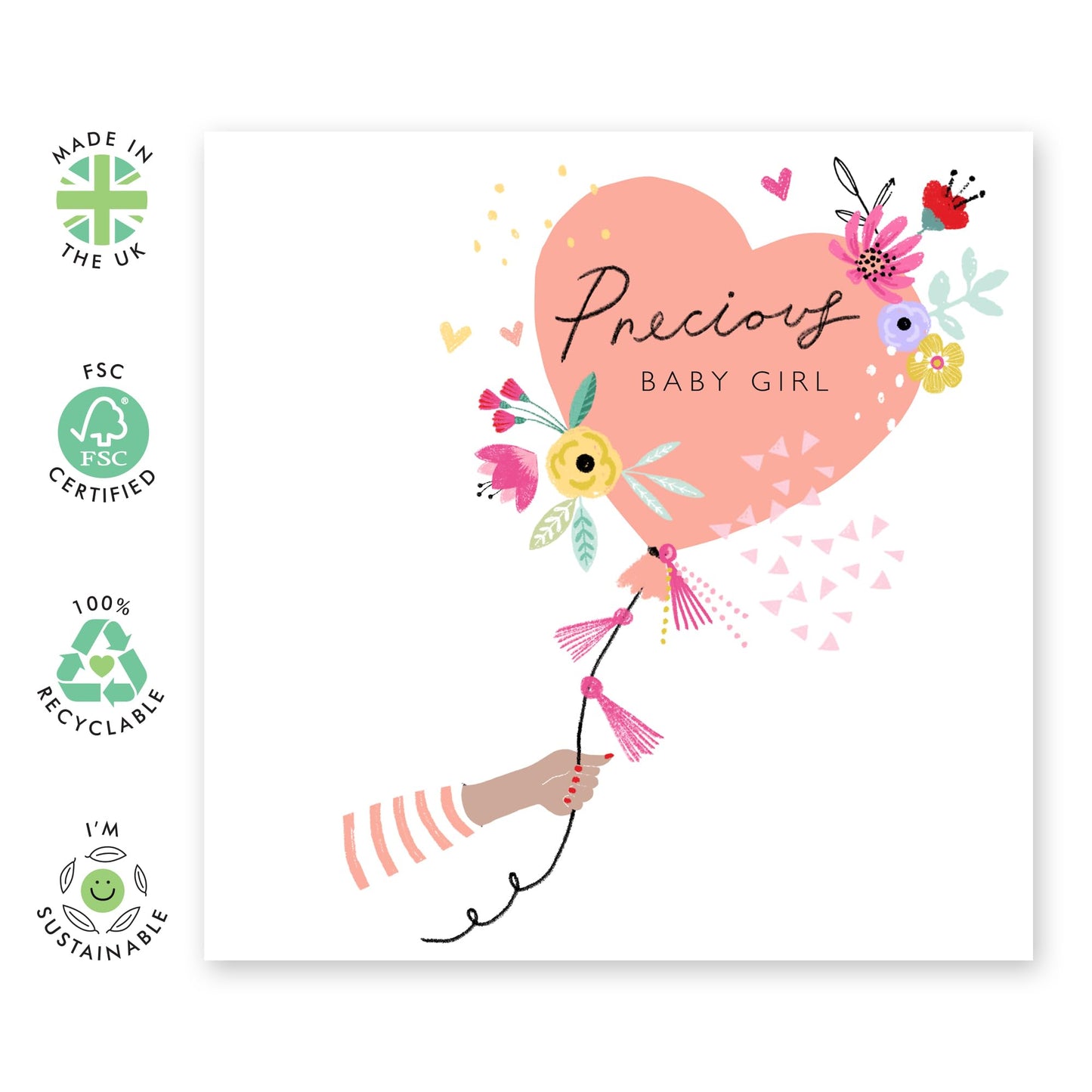 Congratulations Card Pregnancy Baby On The Way - Precious Baby Girl - Baby Shower Card For Expecting Parents - New Dad And Mum To Be - Comes With Stickers - By Central 23