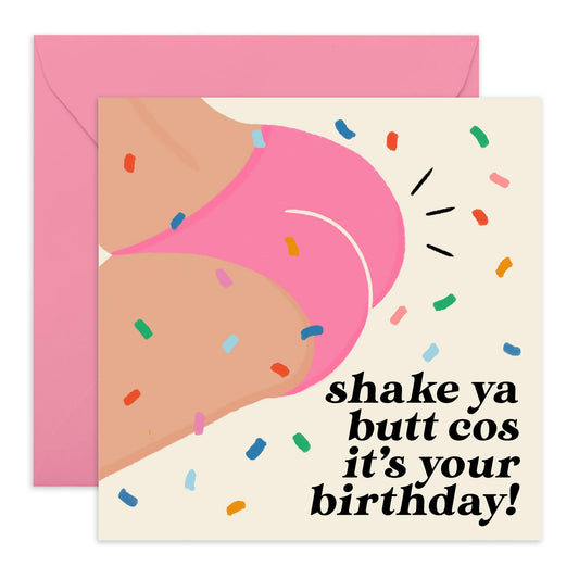 Birthday Card Shaking - 'Shake Ya But*' - Gifts for Besties, Best Friends, Gals, Colleagues, Officemate, Her, Co-worker, Sis, Sister - Party Time - Comes with Fun Stickers