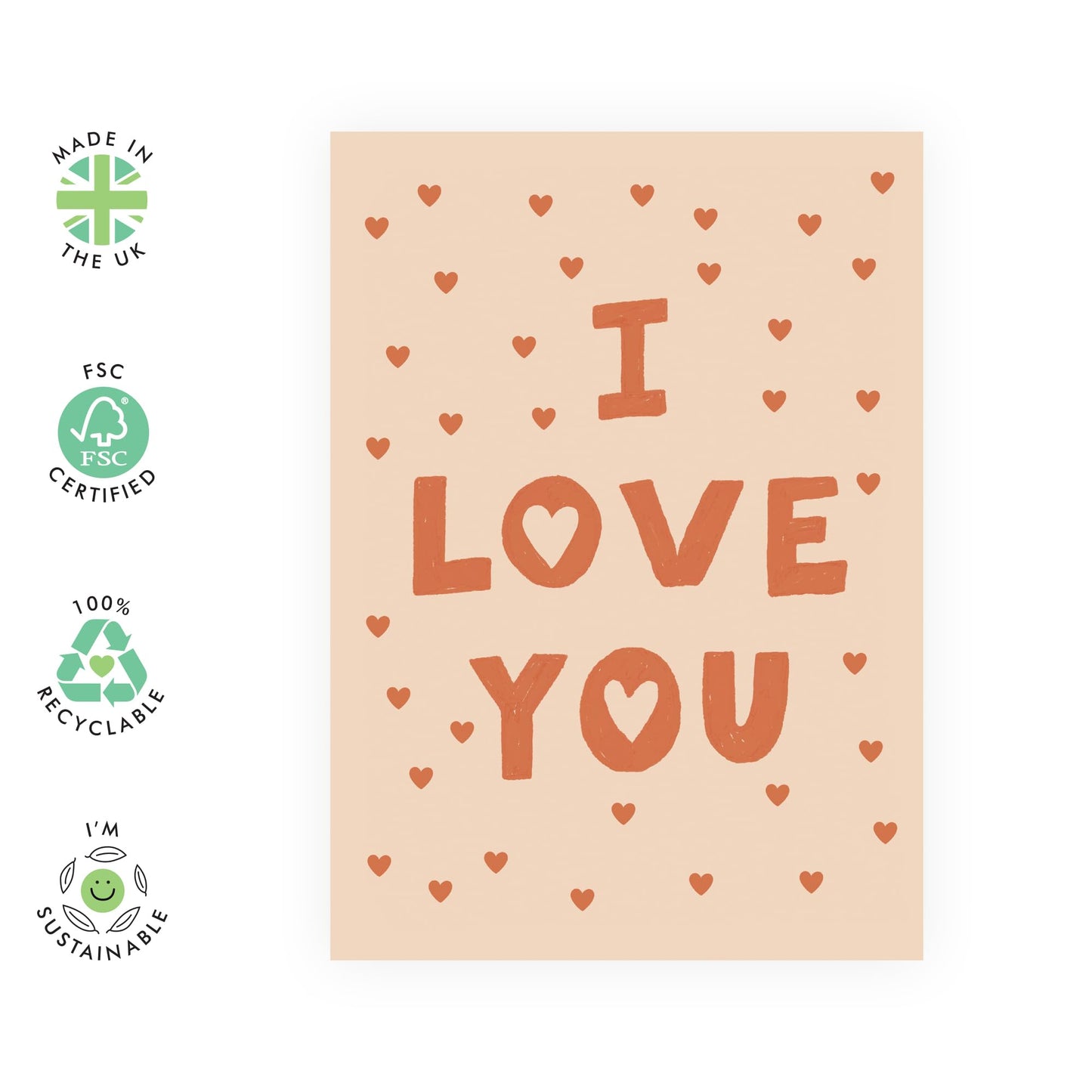 Cute & Simple Love Card - 'I Love You' - Romantic Valentines Day Gifts for Husband, Wife, Life Partner, Other Half - Hearts - Comes with Fun Stickers