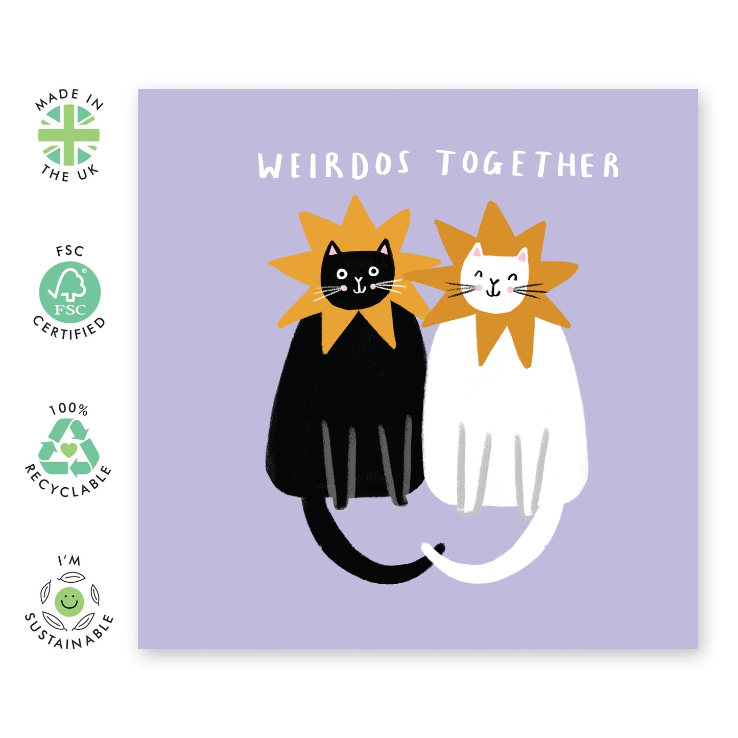 Funny & Cute Anniversary Card - 'Weirdo Cats Love' -Valentines Gifts for Wife, Husband, Girlfriend, Boyfriend, Partners, Couples - Tails - Comes with Fun Stickers