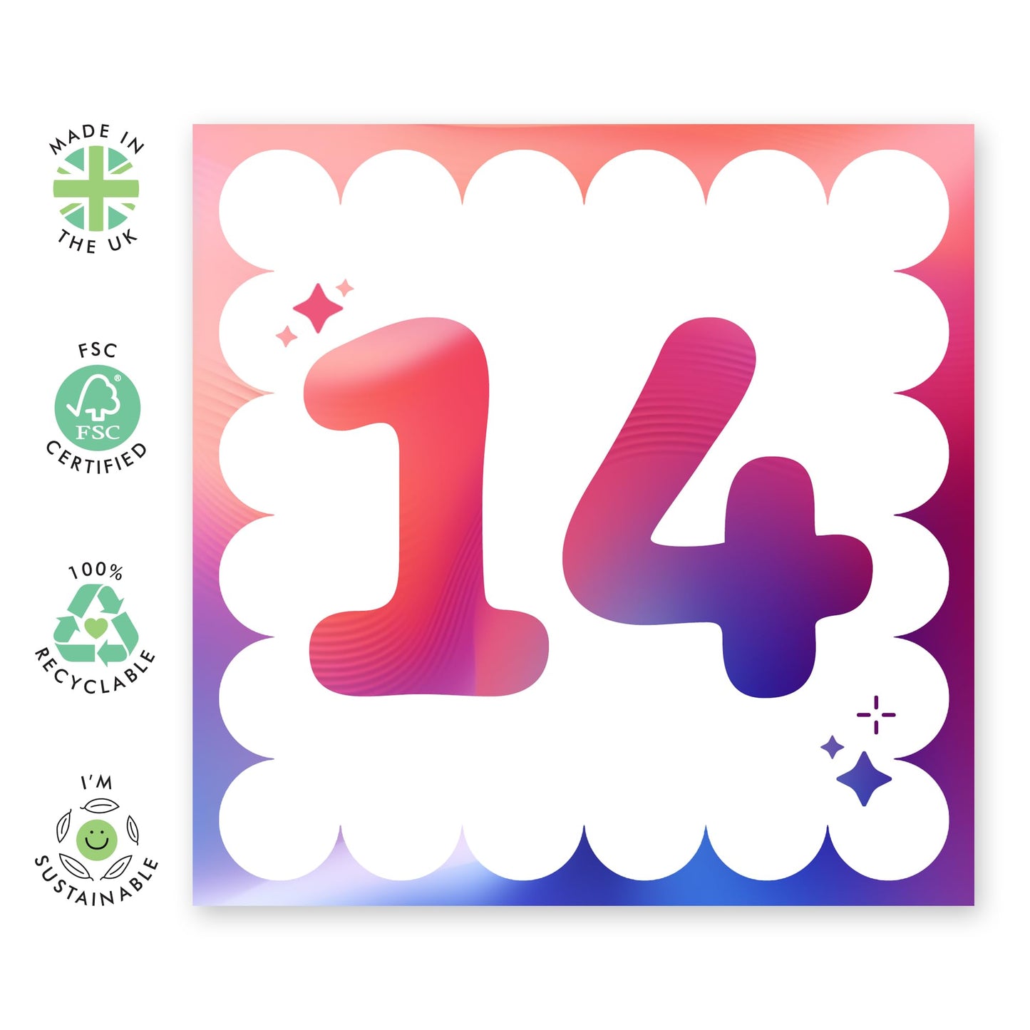14th Birthday Card Girl Boy Kids - Milestone Age Fourteen - Happy Birthday Cards 14 Year Old - Fourteenth Bday Gifts For Son Daughter Nephew Niece Grandson - Comes With Stickers By Central 23