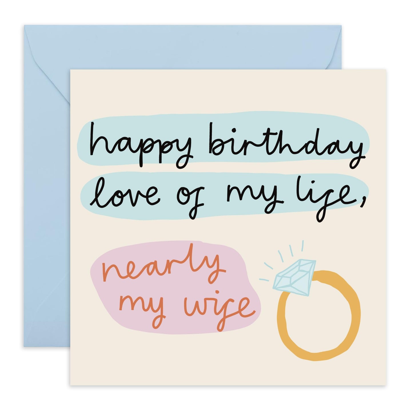 Happy Birthday Card with Ring - 'Birthday Nearly My Wife' - Gift for Fiance, Engaged Couples, Soon To Be Wife, Girlfriend, Couples - Engagement Bday - Comes with Fun Stickers