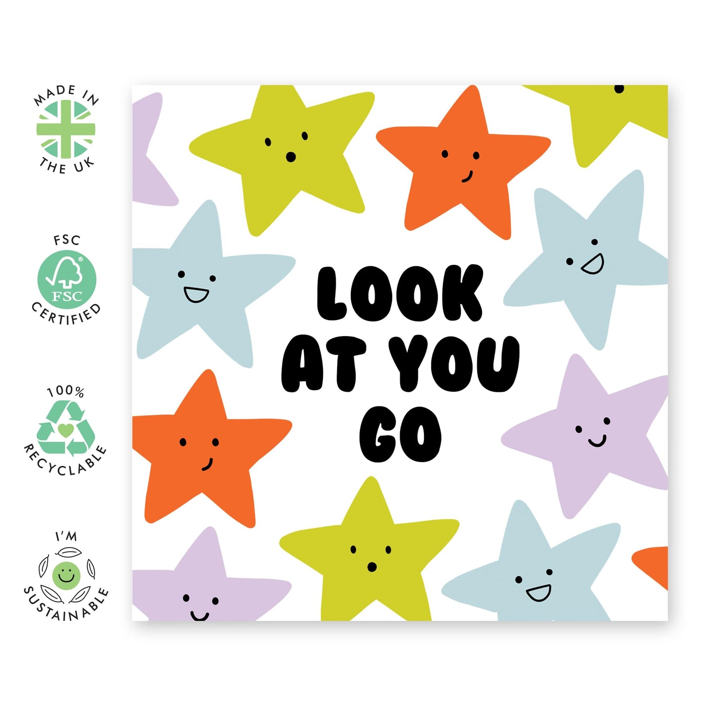 Cheering Up Greeting Card - 'Look At You Go' - Gifts for Colleagues, Co-workers, Son, Daughter, Niece, Nephew, Family, Relatives, Students - Go Get It - Comes with Fun Stickers