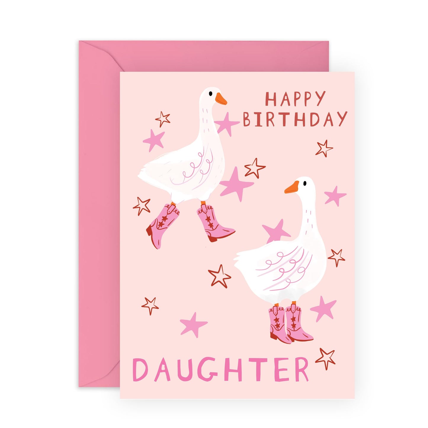 Daughter's Birthday Card - 'Geese Birthday Daughter' - Gifts for Daughter, Kids, Children, Child, Her, Family - Geese in Boots - Comes with Fun Stickers