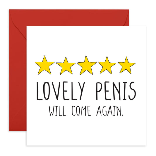 Rude Birthday Cards For Men - Lovely P*nis Review - Funny Anniversary Card For Husband - Boyfriend Birthday Card - Cheeky Gifts For Him - Comes With Stickers - By Central 23