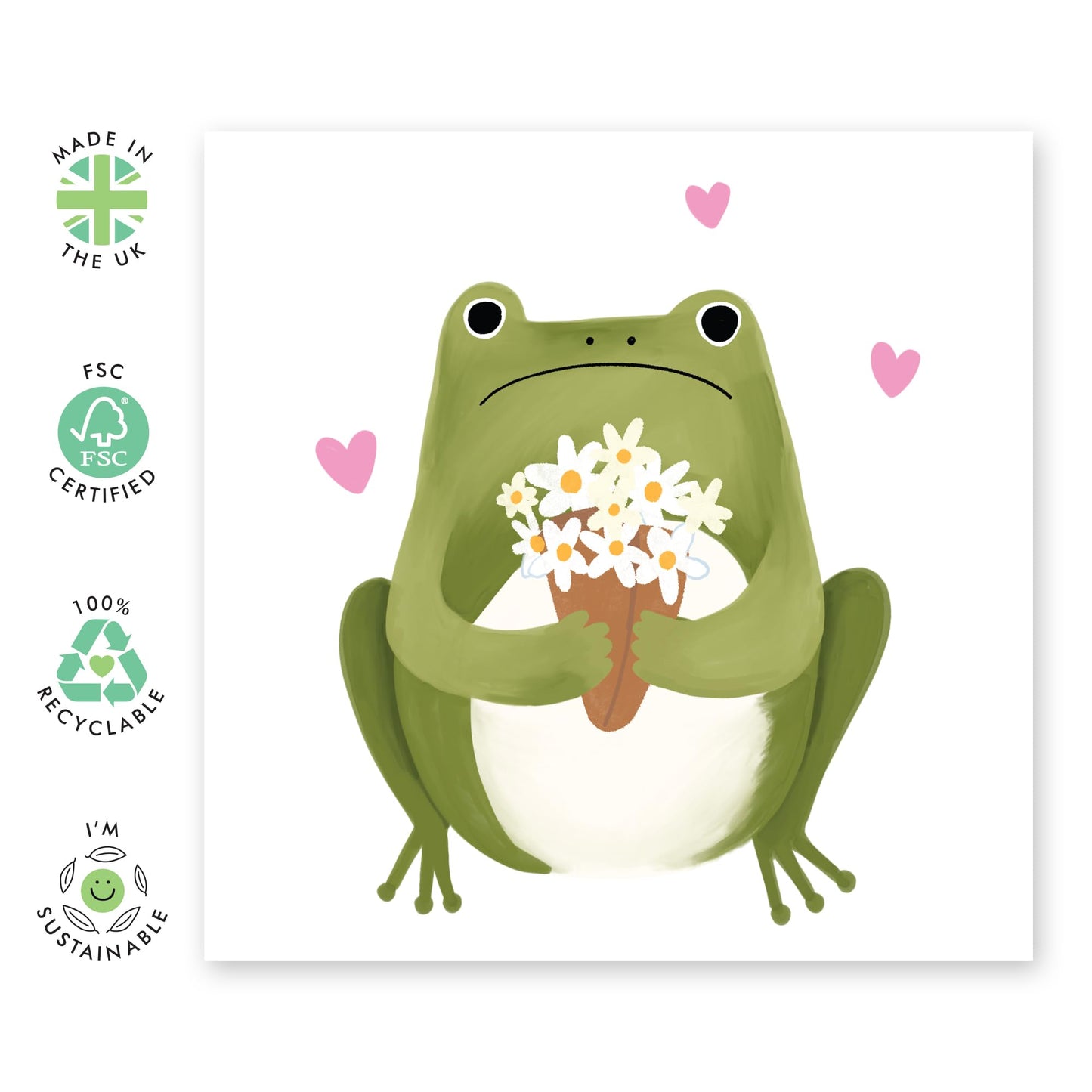 Cute Love Card - 'Frog Flowers Alone' - Romantic Gifts for Husband, Wife, Partner, Other Half, Married Couples, Girlfriend, Boyfriend - Valentines Day Present - Comes with Fun Stickers
