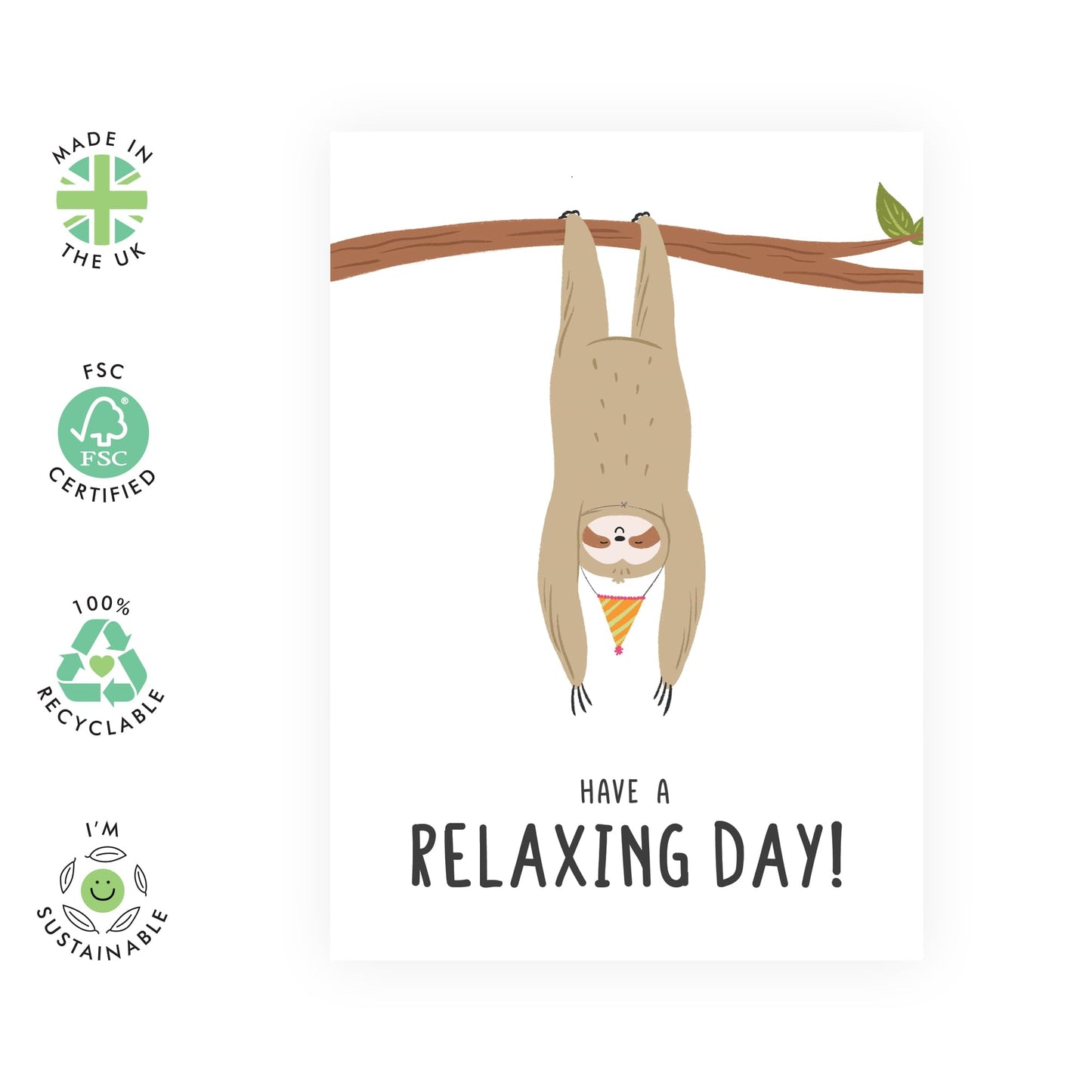 Birthday Cards For Him Her - Birthday Sloth Relaxing Day - Birthday Cards For Mum Dad - Boys Girls - Gift From Friend - Greeting Cards For Sister Brother - Comes With Stickers - By Central 23