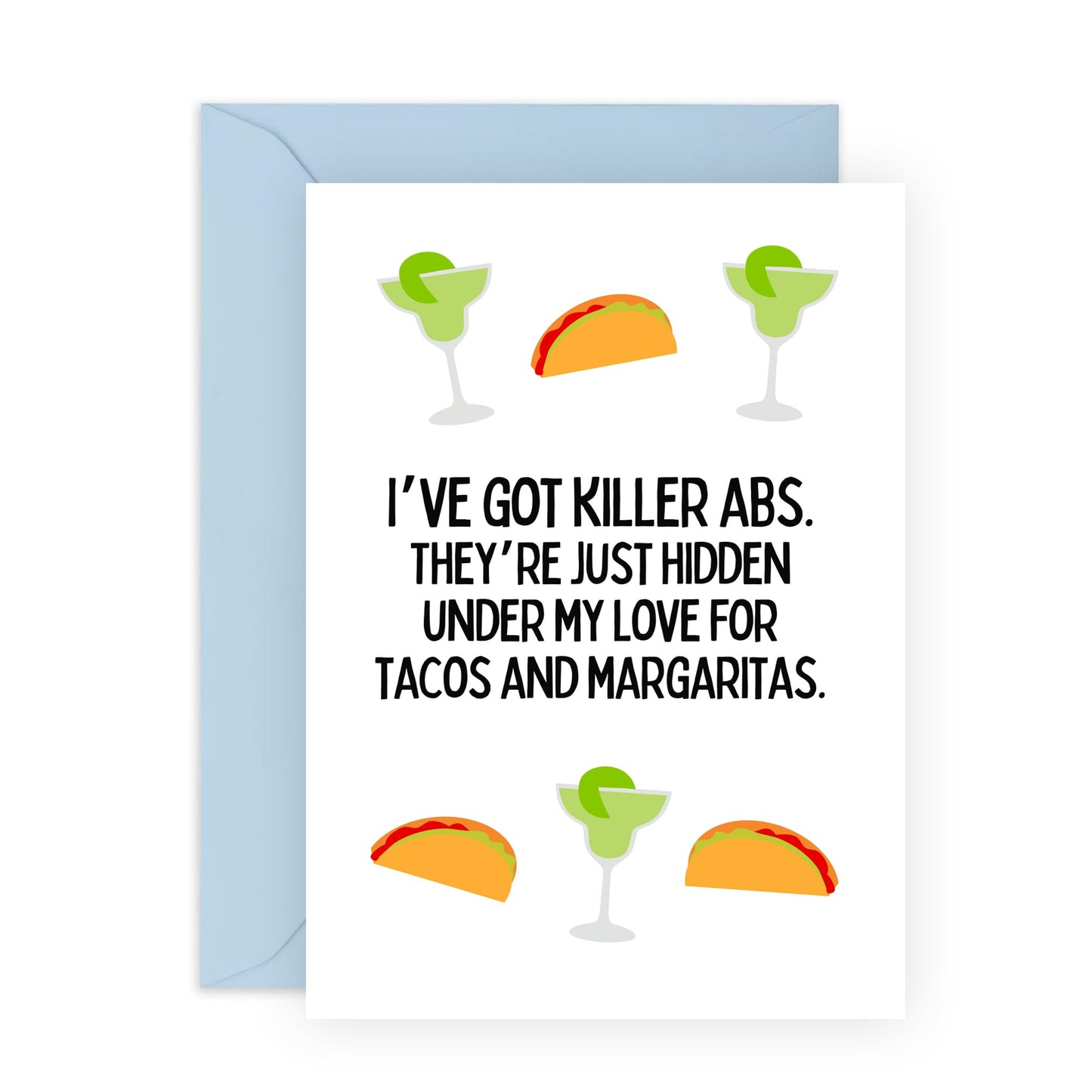 Funny Greeting Card - 'TACOS AND MARGARITAS' - Perfect for Celebrating Food with a Humorous Twist - Ideal for Him Her BFFs Wife Husband Family Boyfriend Girlfriend - Comes With Stickers By Central 23