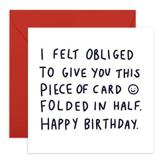 Nephew Birthday Card Funny - I Felt Obliged To Give Your This Card - Humourous Grandson Birthday Card - Gifts For Him Her Men Women - Comes With Fun Stickers By Central 23