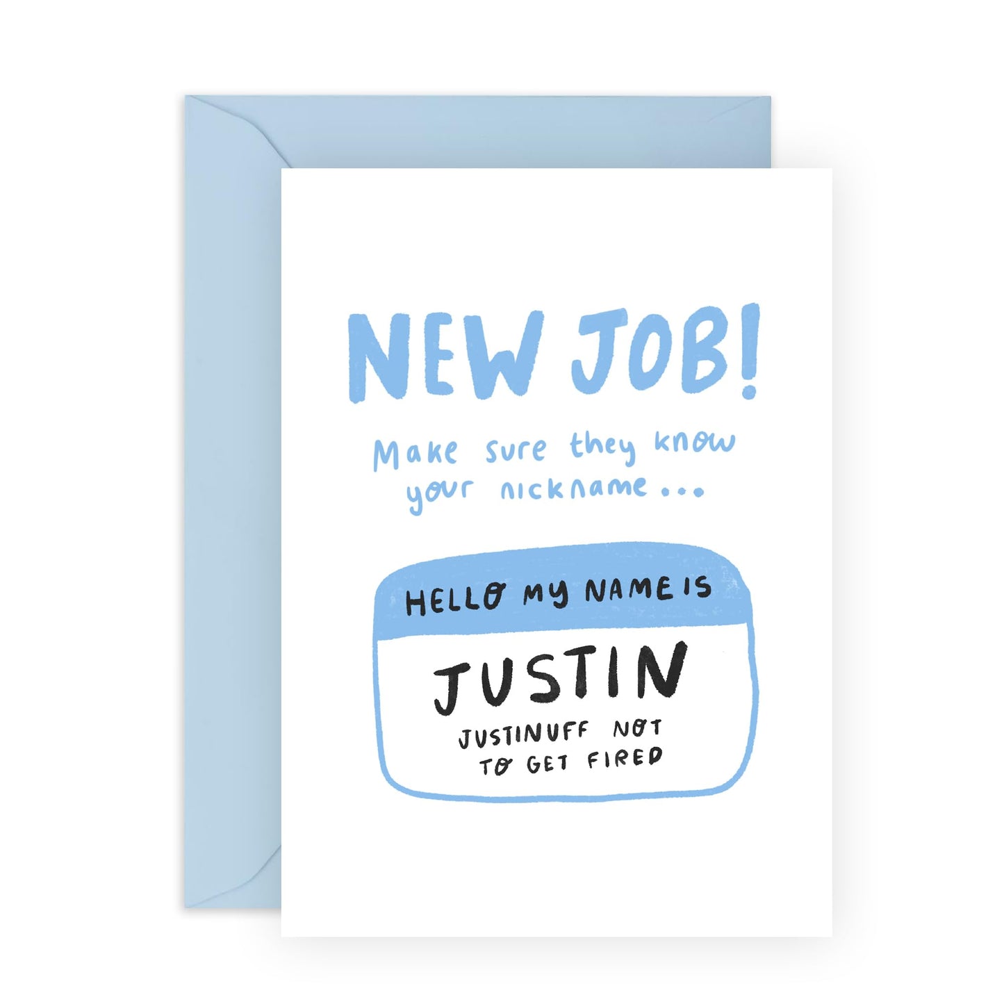 New Job Congratulations Card - 'Justin New Job' - Gifts for Friends, Coworker, Bestie, BFF, Bruv, Mates, Lad, Bro, Officemate - Just to keep position - Comes with Fun Stickers