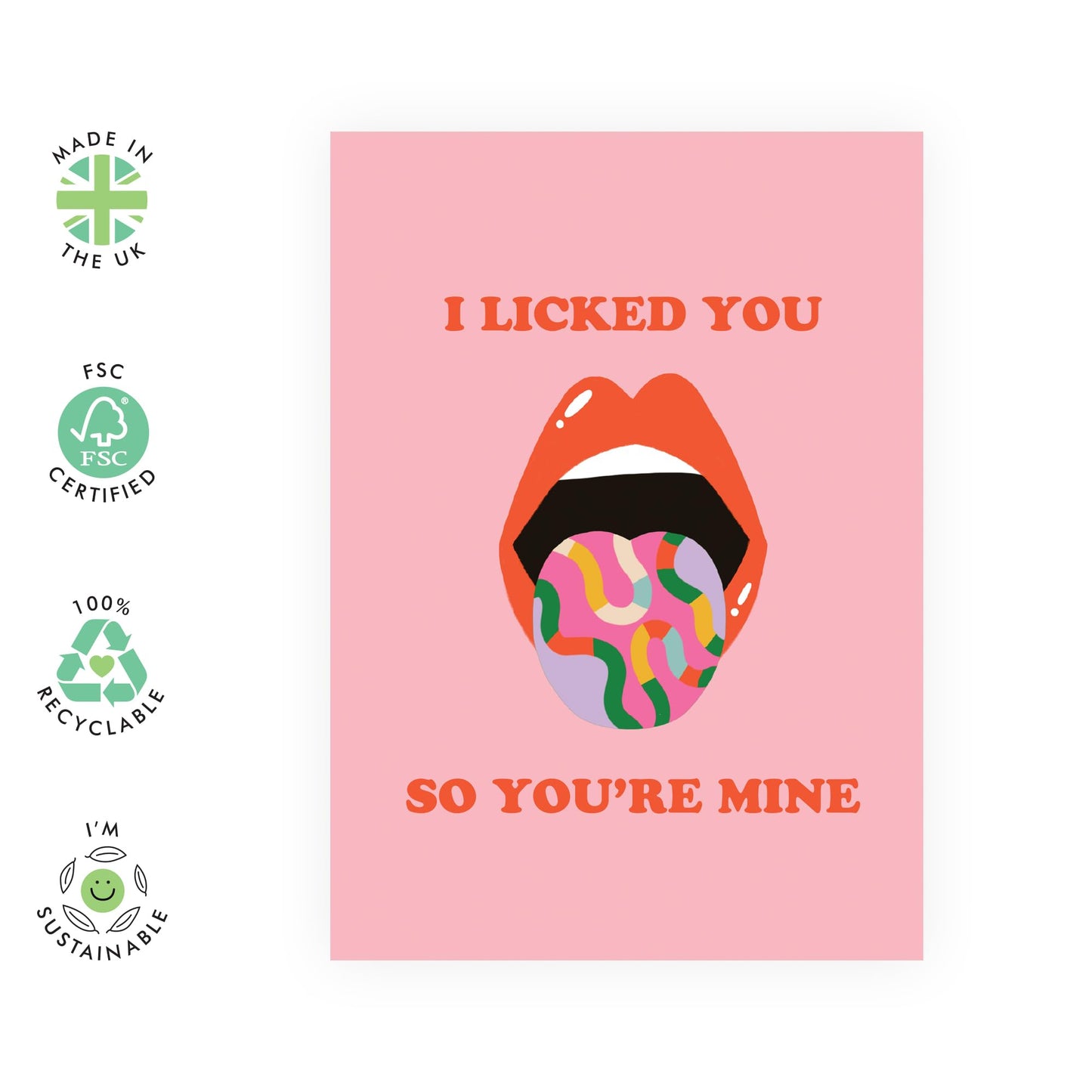 Hot Valentines Day Card - 'I Licked You So You're Mine' - Gifts for Him, Her, Girlfriend, Boyfriend, Babe, Fiance - Like Lollipop - Comes with Fun Stickers