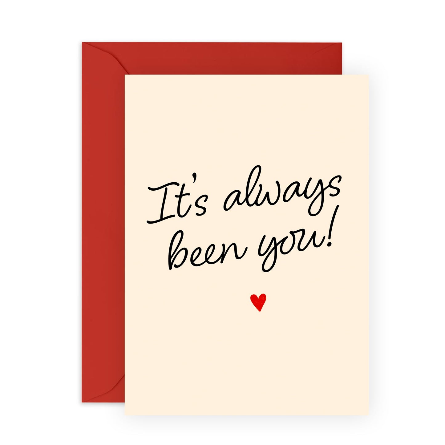 Simple Love Card for Her or Him – Romantic Greetings “Always Been You” - Gifts for Wife, Husband, Spouse, Partner, Him, Her, Babe - Red Heart Valentines Day -Comes with Stickers