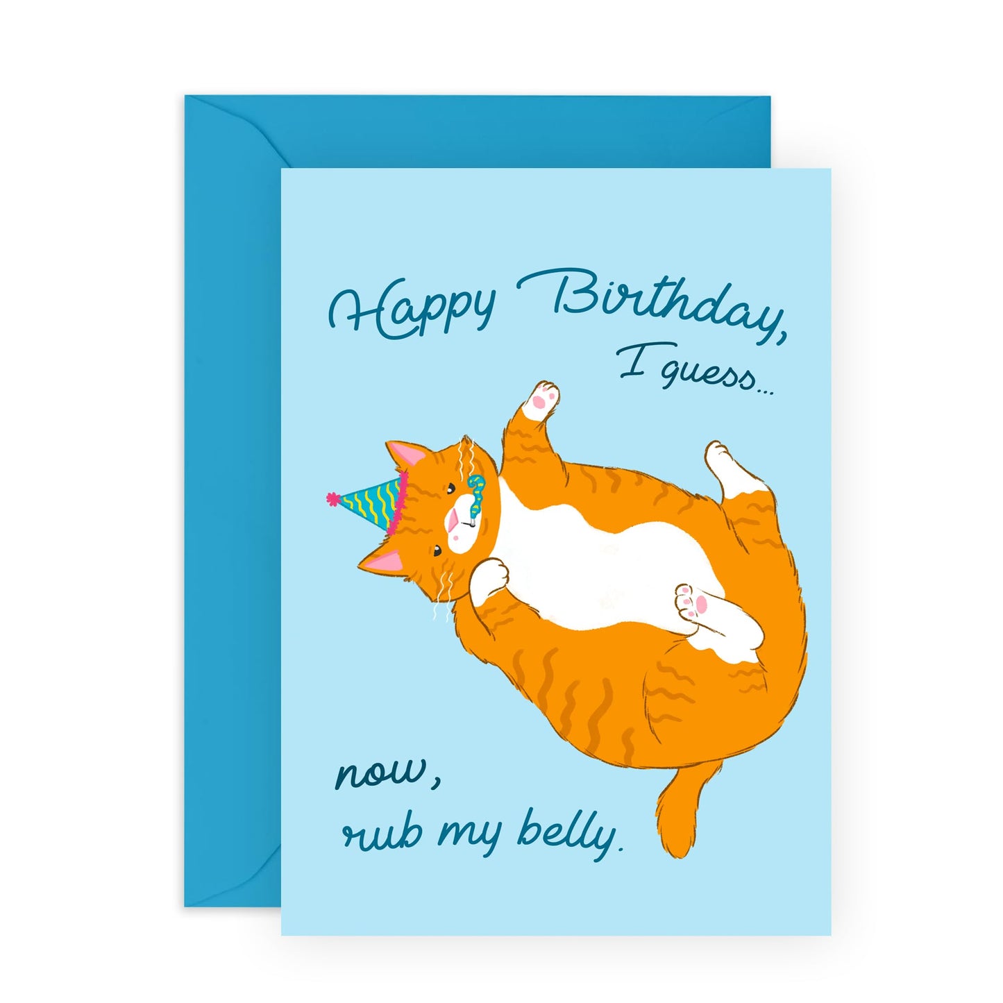 Cat Birthday Card Funny- Cat Mum Card - Rub My Belly - Gifts For Men And Women - Humourous Greeting Cards For Friends - Cute Birthday Cards For Pet Owners - Comes With Fun Stickers - By Central 23