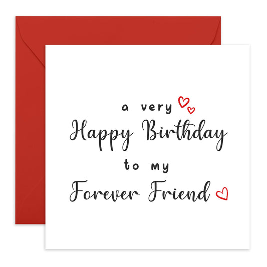 Friend Birthday Card - Happy Birthday Forever Friend Elegant - Sweet Bestfriend Card - Heartfelt Gifts For Men Women Him Her - Comes With Stickers By Central 23
