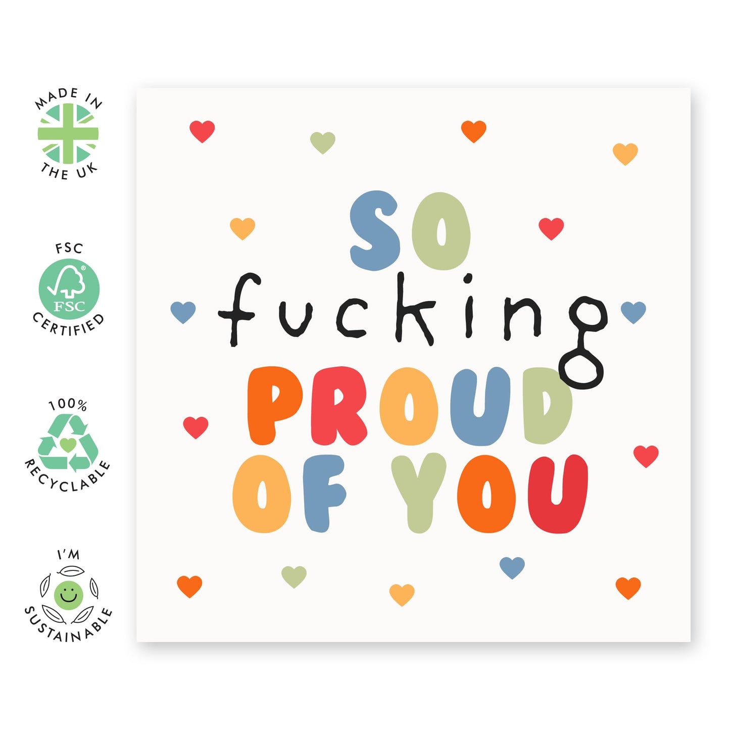 Cheering Up Greeting Card - 'So F*cking Proud Of You' - Gifts for Colleagues, Co-workers, Son, Daughter, Niece, Nephew, Family, Relatives, Students - Go Go Go - Comes with Fun Stickers
