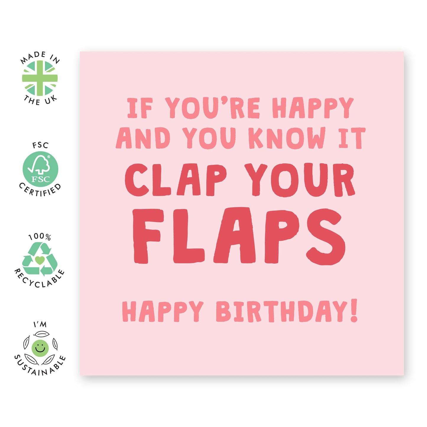 Funny Love Card for Her – ‘Clap Your Fl*ps’ – Humorous Anniversary Card for Wife, Girlfriend, Girls, Ladies, Women, Babe, Hun, Couples, Other Half- Comes with Fun Stickers