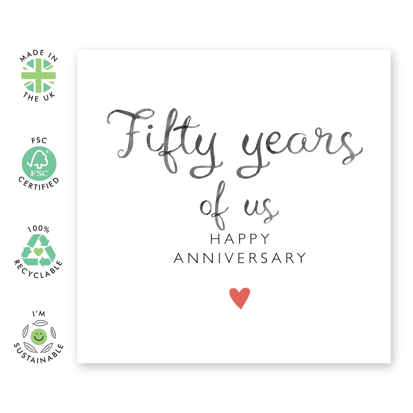 Amazing 50th Wedding Anniversary Card - 'Fifty Years Of Us' - Gifts for Wife, Husband, Spouse, Honey, Lovebug, Darling, Other Half - 50 Years And Going Strong - Comes with Fun Stickers