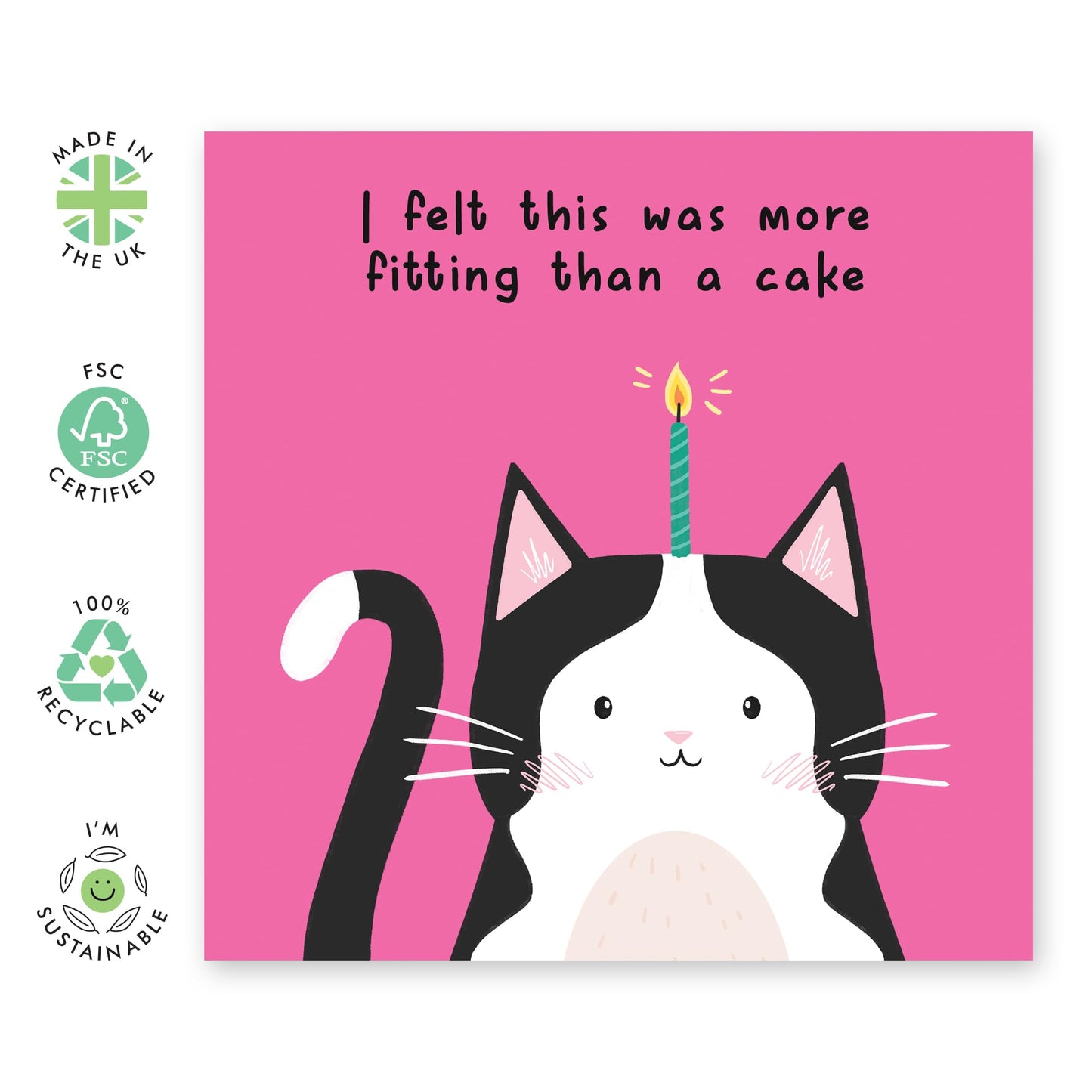 Cat Candle Birthday Card - 'This Was More Fitting Cat' - Gifts for Fur Mums, Best Friends, Sisters, Sis, Girlfriend, Colleagues, Co-worker - Blow The Candle - Comes with Fun Stickers
