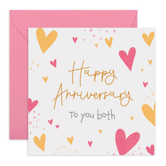 Happy Anniversary Card 'To You Both' - Romantic Heart Design forHim, Her, Wife, Husband, Babe, Hun, Girlfriend, Boyfriend- Celebrating Love and Milestones - Blank Inside