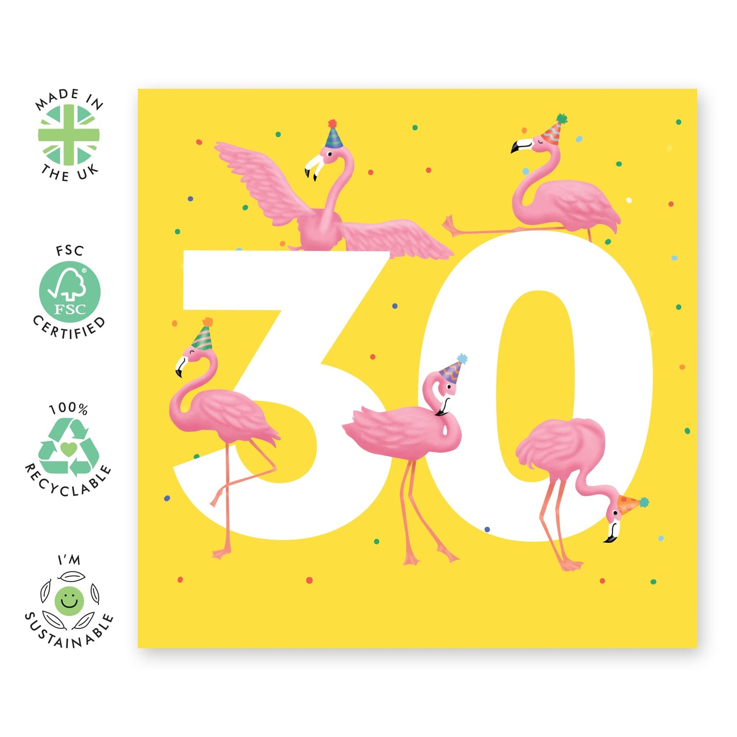 30th Birthday Card For Women - Flamingo Age 30 - Wife - Mum - Sister - Birthday Card - Happy Thirtieth Birthday Greeting Card Female Friends - Comes With Fun Stickers - By Central 23