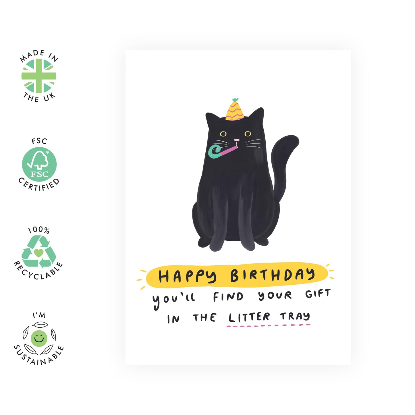 Cat Birthday Card Funny - You'll Find Your Gift In The Litter Tray - Cat Dad Card Cat Mom Birthday Card - Gifts For Pet Owners Fur Parents - Comes With Fun Stickers By Central 23