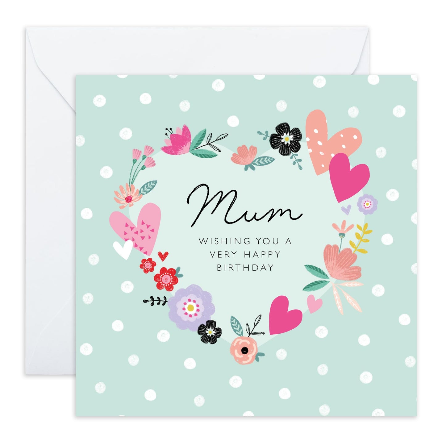 Birthday Card For Mummy - Mum Floral Heart Birthday - Birthday Card For Mother From Son Daughter - Pretty Greeting Cards For Mum - Balloons Birthday Card - Comes With Fun Stickers - By Central 23