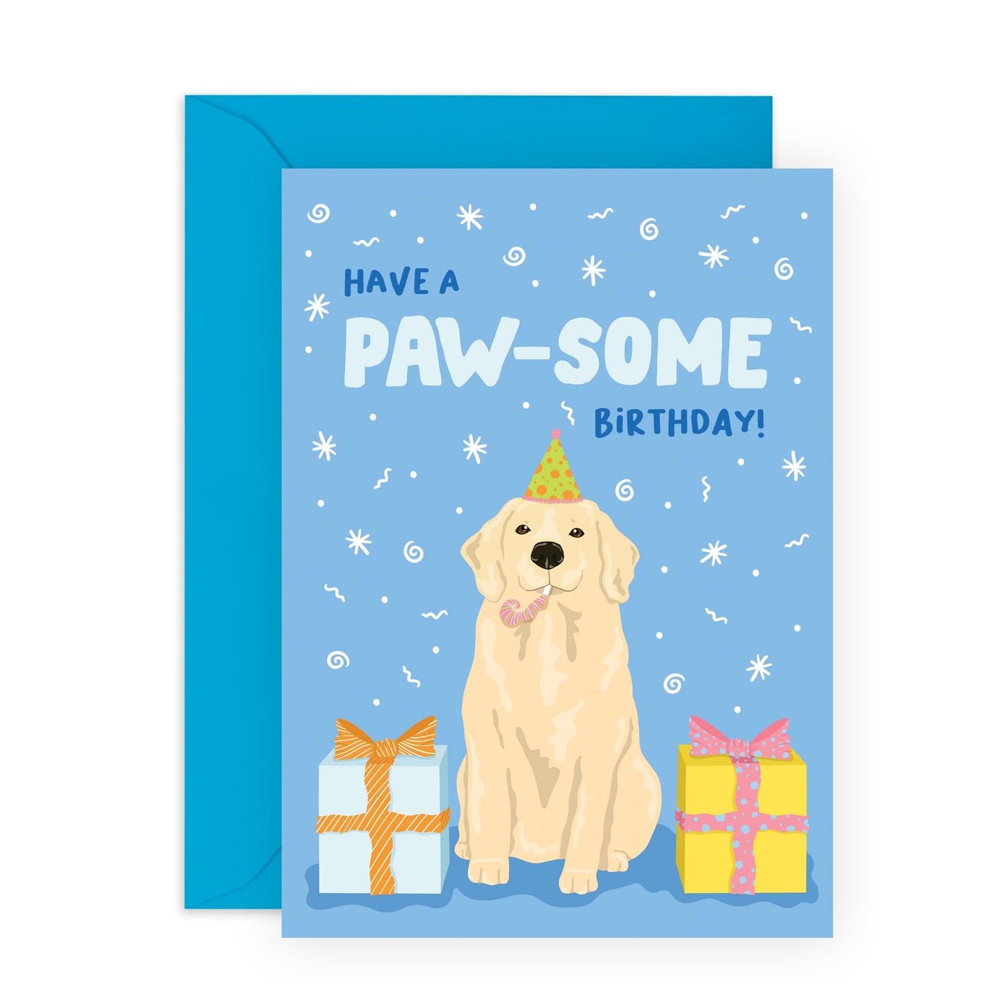 Dog Birthday Card - Paw-some Birthday Labrador Dog - Birthday Cards From Dog - Sweet Greeting Cards For Fur Parents - Gifts From Pets Animals Fur Mum Dad - Comes With Stickers - By Central 23