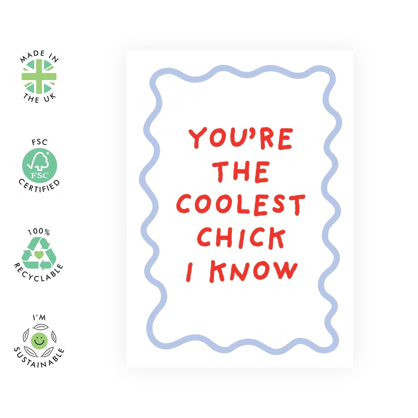 Girlfriend Birthday Card - You're The Coolest Chick I Know - Friendship Gifts For Friends Women Bff Bestfriend - Valentines Day - I Love You Cards For Women Wife - Comes With Stickers By Central 23