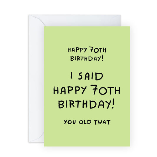 70th Birthday Card For Men Women - 70-old-twat - Wife Husband Mum Dad - Birthday Card Happy Seventieth Birthday Greeting Card For Grandparents - Comes With Stickers By Central 23