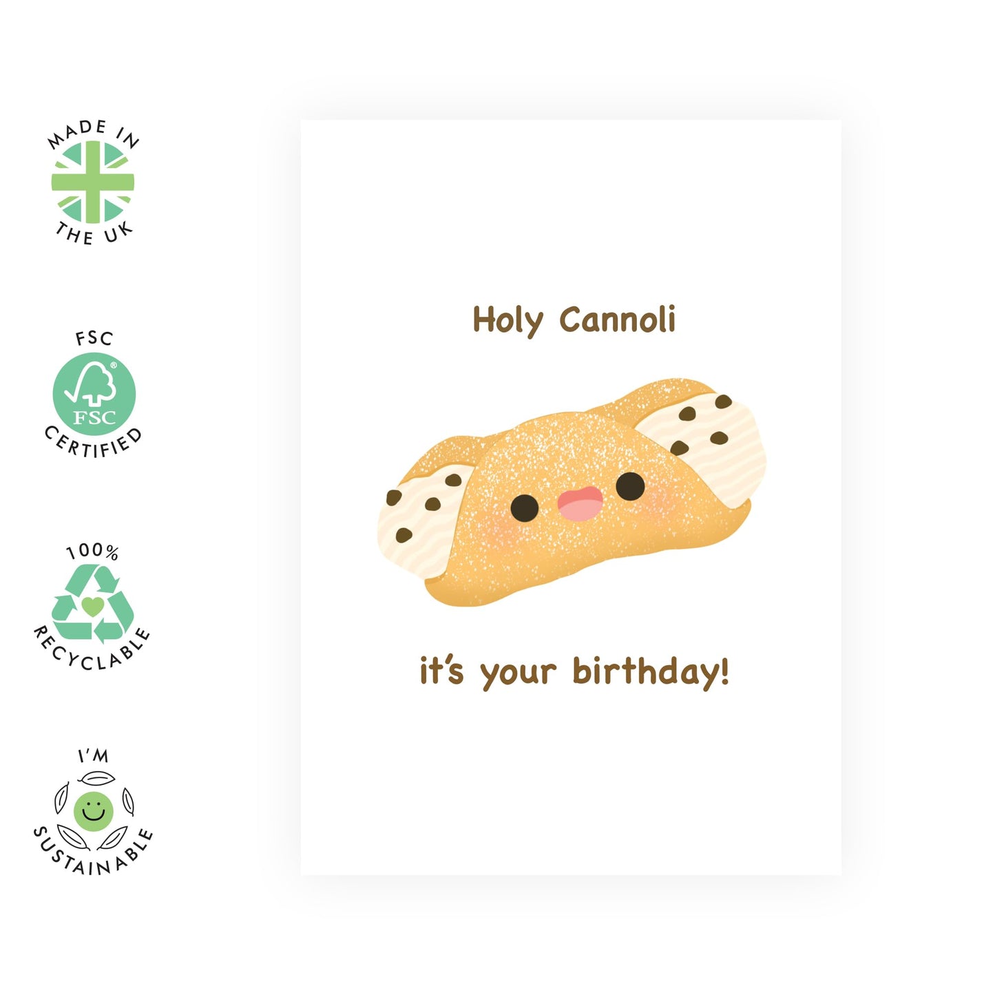 Cute Birthday Cards For Men Women - Holy Cannoli Birthday - Kids Birthday Card - Greeting Cards For Mum Sister Niece - Gifts For Him Her - Comes With Stickers - By Central 23