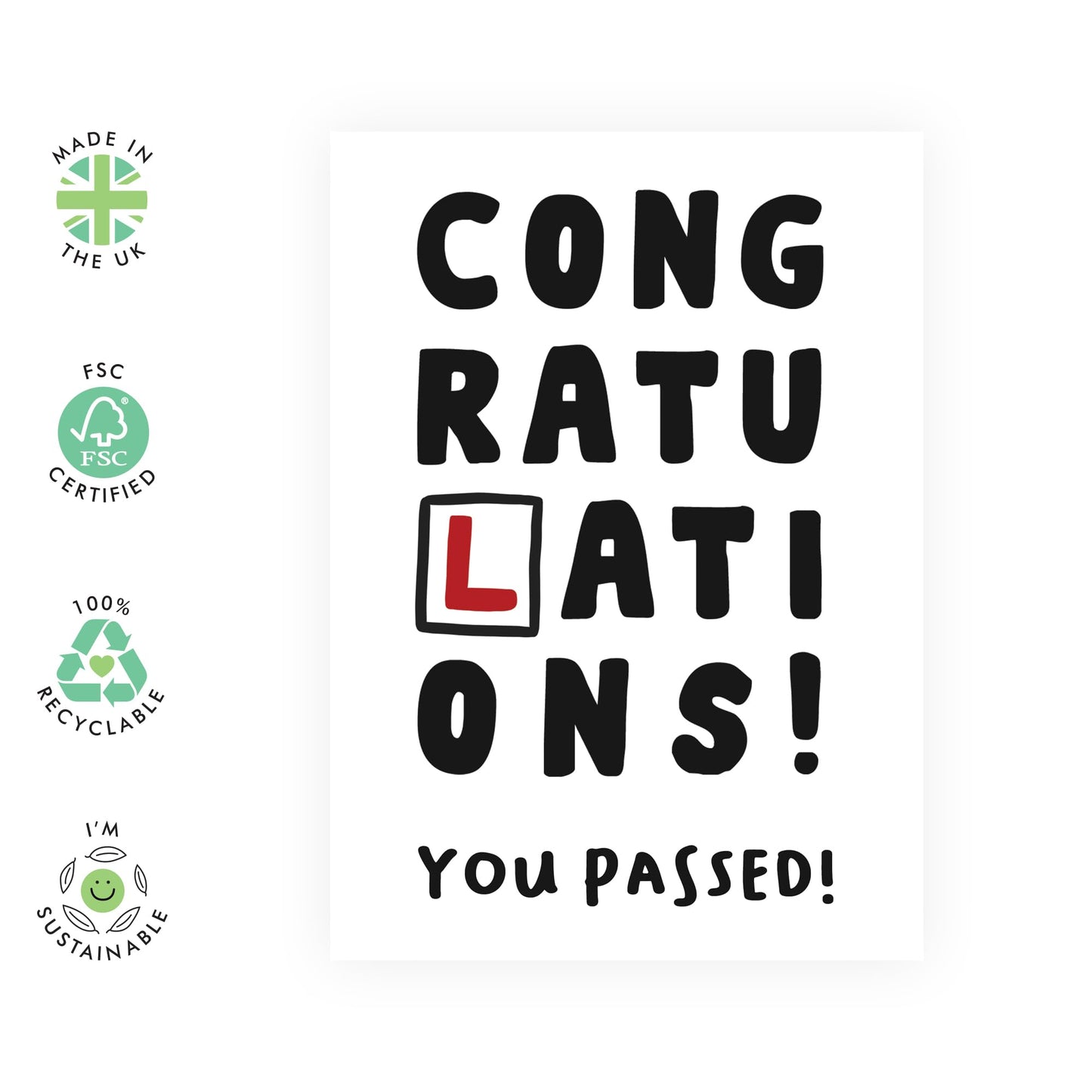 Congratulations Card for Passing The Driver's Test - 'Congratulations Driving' - Gift for Son, Daughter, Niece, BFF, Best Friend, Cousin, Family, Bestie, Sister, - Vroom - Comes with Fun Stickers