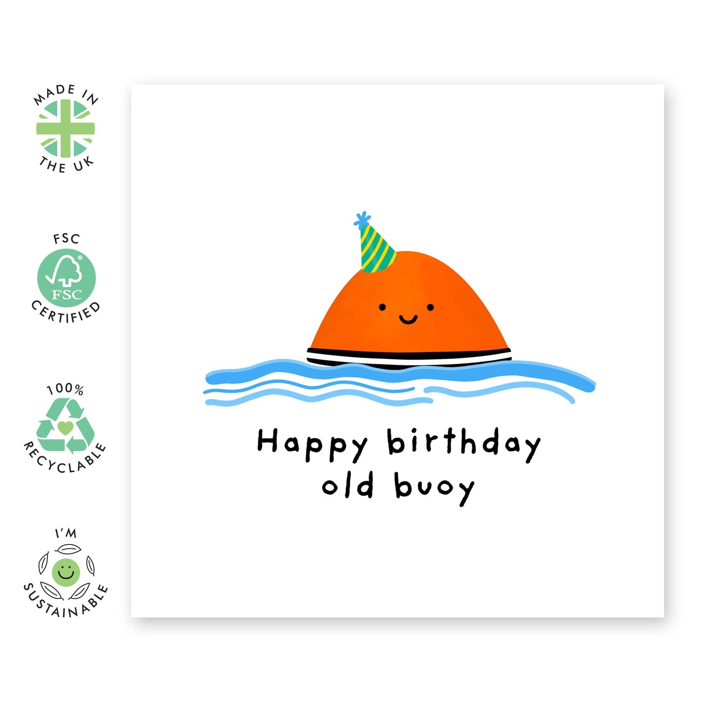 Humorous Birthday Card On Aging - 'Old Buoy' - Gifts for Uncle, Dad, Friend, Cousin - Jokes About Getting Older - Comes with Fun Stickers