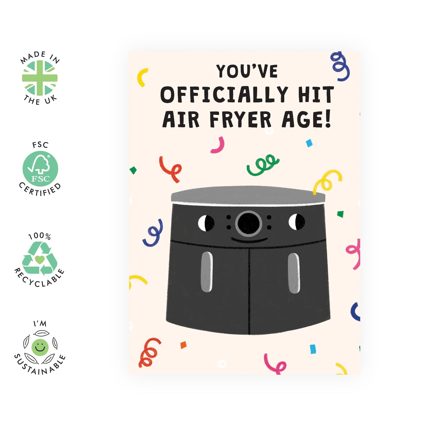 Birthday Card Jokes - 'Air Fryer Age' - Greetings for Mum, Dad, Best friends, BFFs, Colleagues, Coworkers, Buddies, Pals - Air Fryer Status - Comes with Fun Stickers