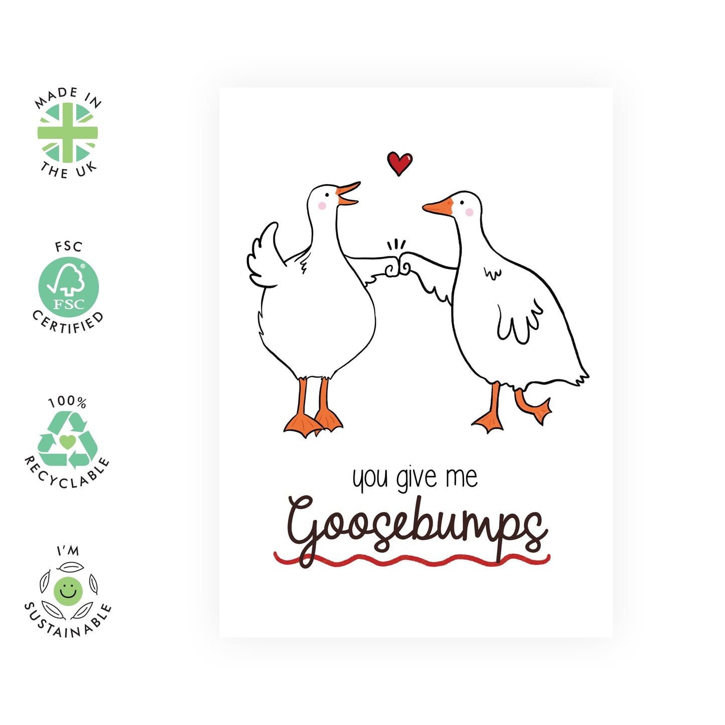 Anniversary Card For Husband - Wife Valentines Card - You Give Me Goose Bumps - Boyfriend Birthday Card - I Love You Gifts For Him Her - Comes With Cute Stickers By Central 23