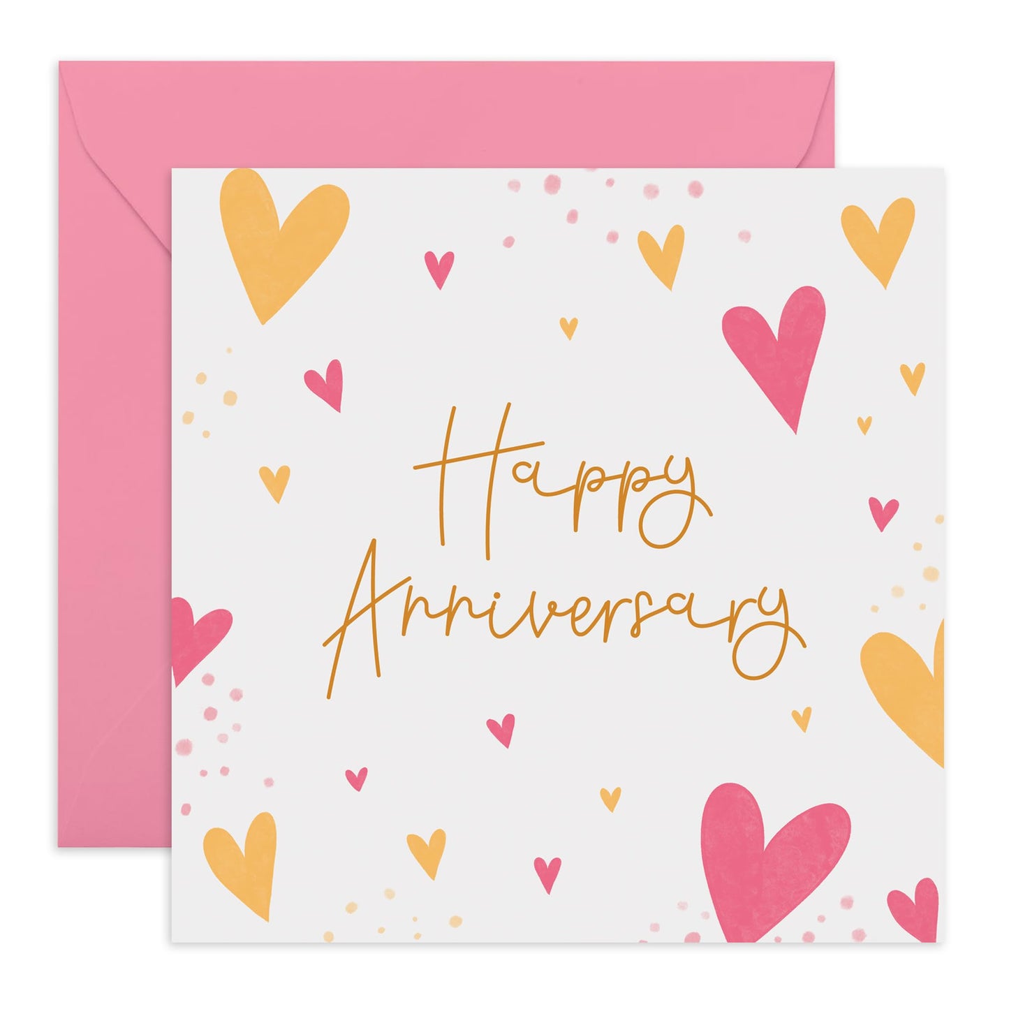 Happy Anniversary' Card - Romantic Heart Design for Couples, Husband, Wife, or Partner - Presents for Celebrating Love - Blank Inside with Premium Pink Envelope