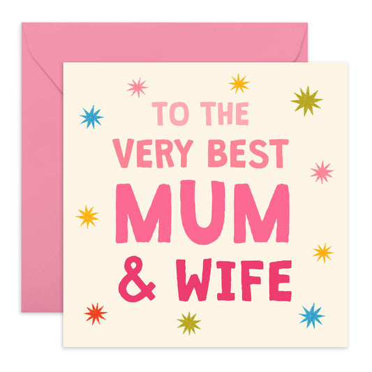 Wife's Birthday Card from Husband - Mum And Wife - I Love You & Thank You Gifts For Her, Spouse, Partner, Ladies, Women, Other Half, Babe - Mothers Day Card - Comes With Stickers And Envelope
